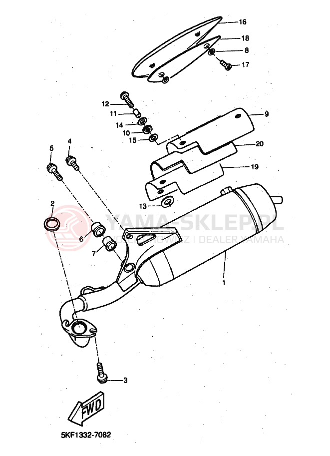 Schemat "Wydech końcowy" do Yamaha YQ50L