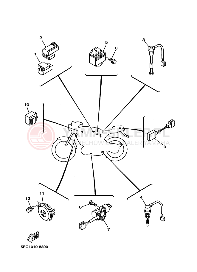 Schemat "układ elektryczny" do Yamaha RZ50