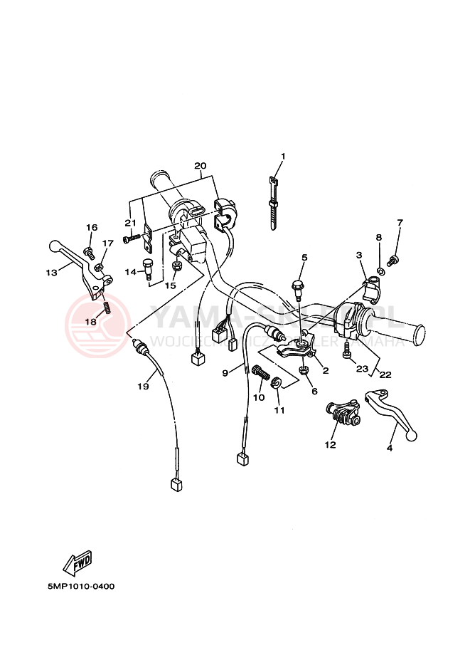 Schemat "Kierownica i osprzęt" do Yamaha XT225WE SEROW