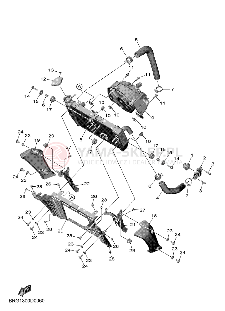 Schemat "Węże chłodnicy" do Yamaha MT-03