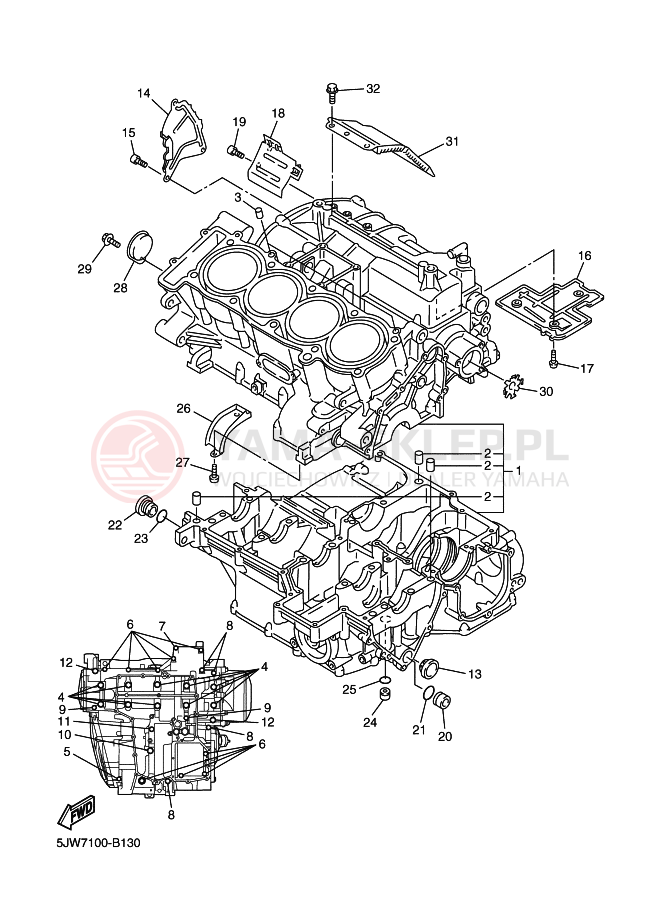 Schemat "Obudowa silnika" do Yamaha FJR1300A