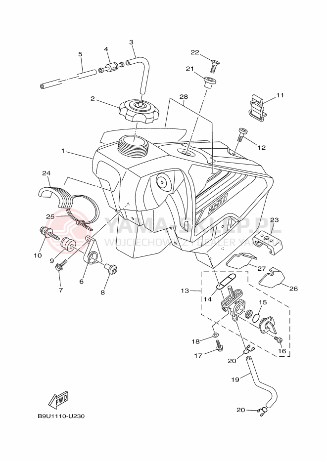Schemat "zbiornik paliwa" do Yamaha YZ250