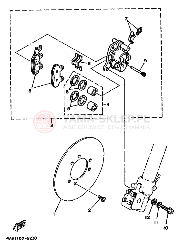 Schemat "Koło przód" do Yamaha WR500Z