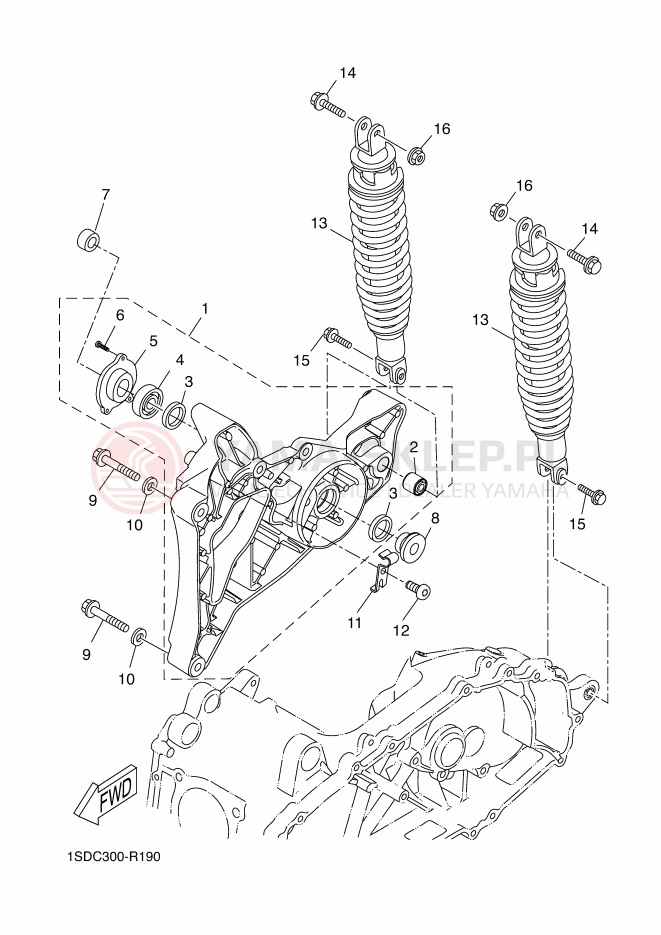 Schemat "wahacz, zawieszenie tył" do Yamaha X-MAX 400 ABS