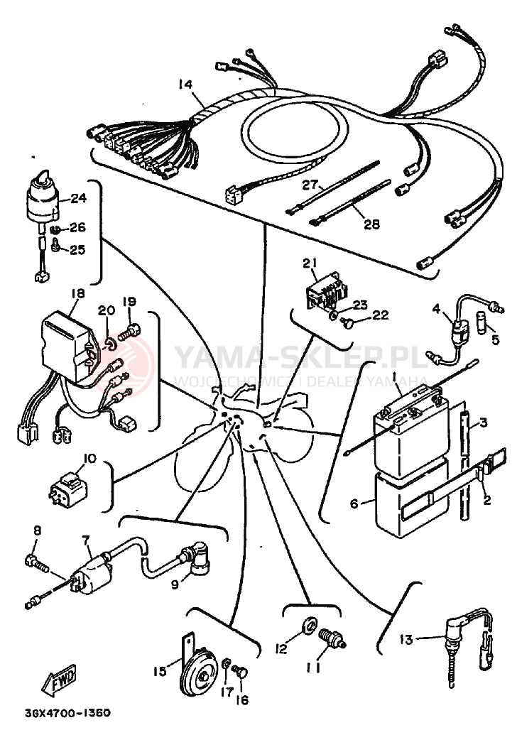 Schemat "układ elektryczny" do Yamaha AG200E