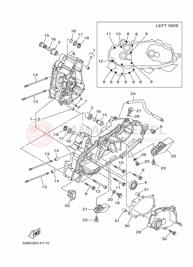 Schemat "Obudowa silnika" do Yamaha MAJESTY 400