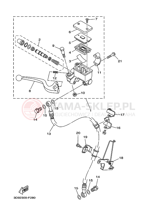 Schemat "Pompa hamulcowa przednia" do Yamaha YBR125ED