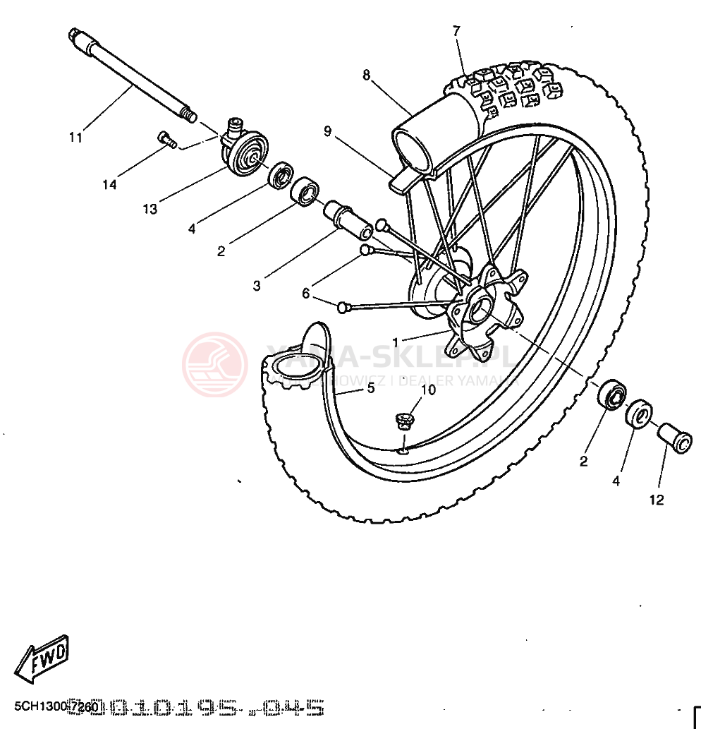 Schemat "Koło przód" do Yamaha TT600R