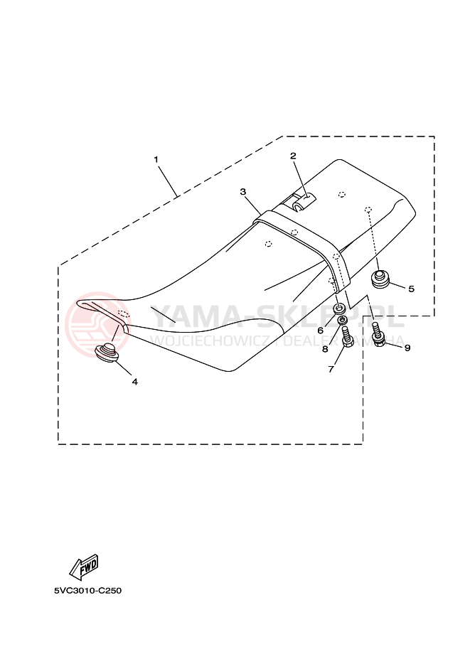 Schemat "siedzenie" do Yamaha TW200E