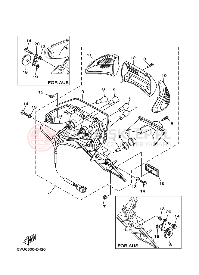 Schemat "Oświetlenie tył" do Yamaha TMAX