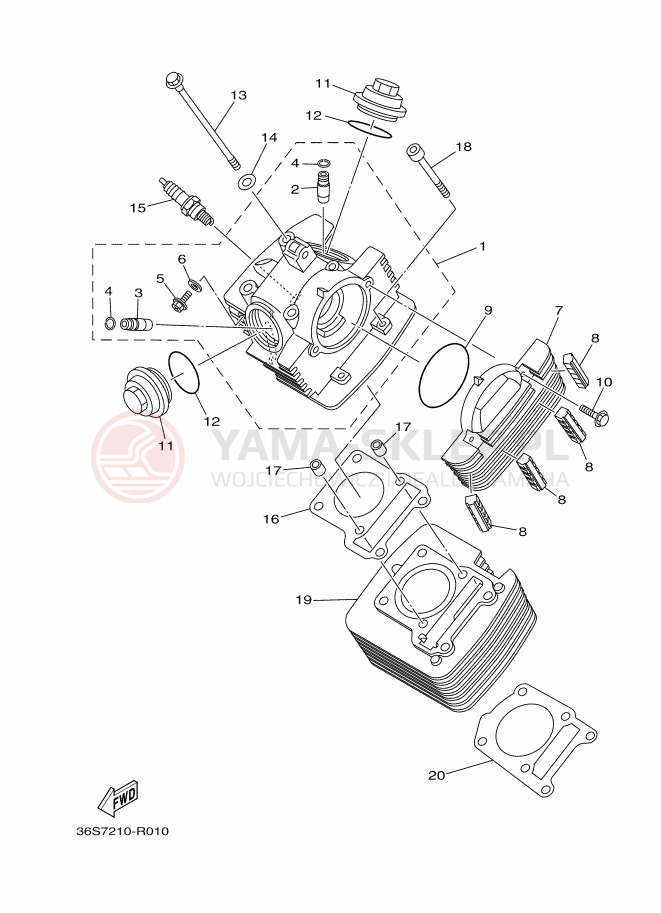 Schemat "cylinder" do Yamaha YBR125EGS