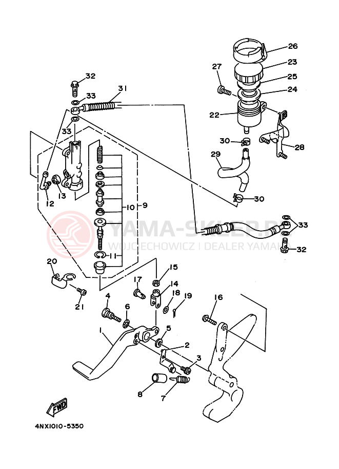 Schemat "Pompa hamulcowa tył" do Yamaha TRX850