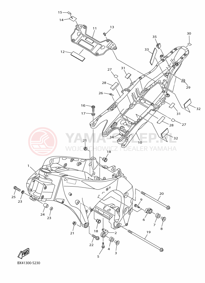 Schemat "rama" do Yamaha YZF-R1
