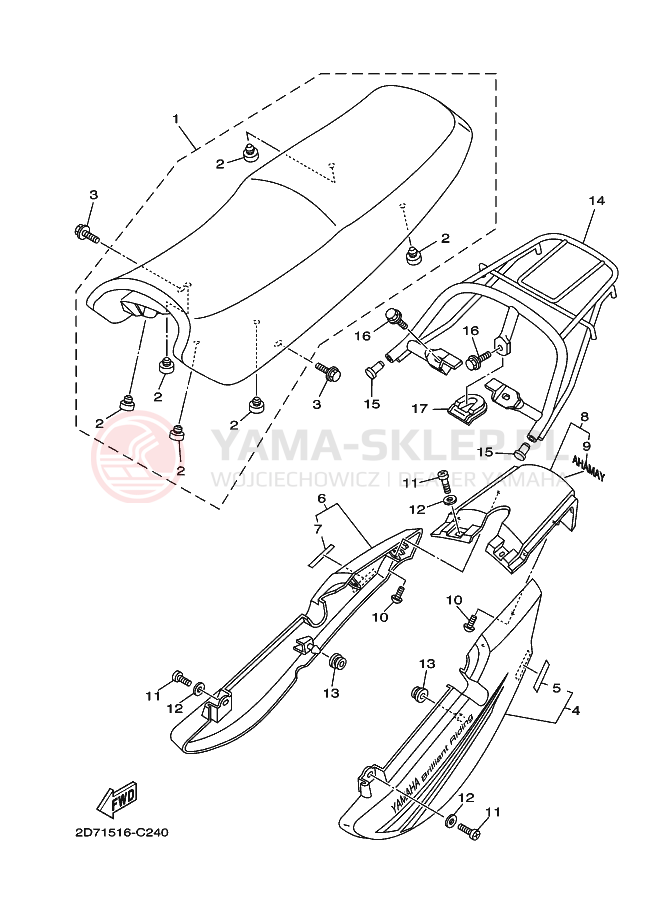 Schemat "siedzenie" do Yamaha YBR125