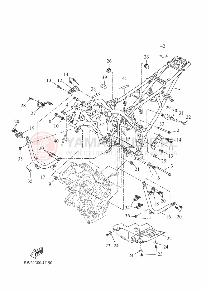 Schemat "rama" do Yamaha XTZ690-U TÉNÉRÉ 700
