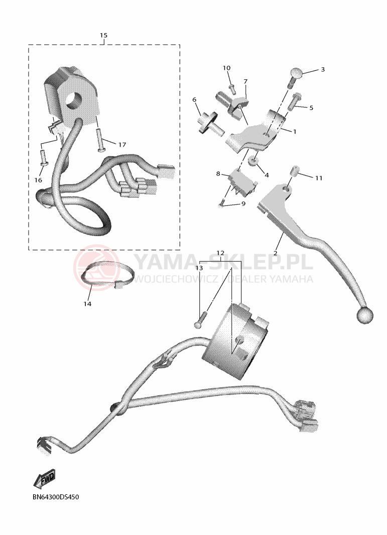 Schemat "Kierownica i osprzęt" do Yamaha YZF-R6