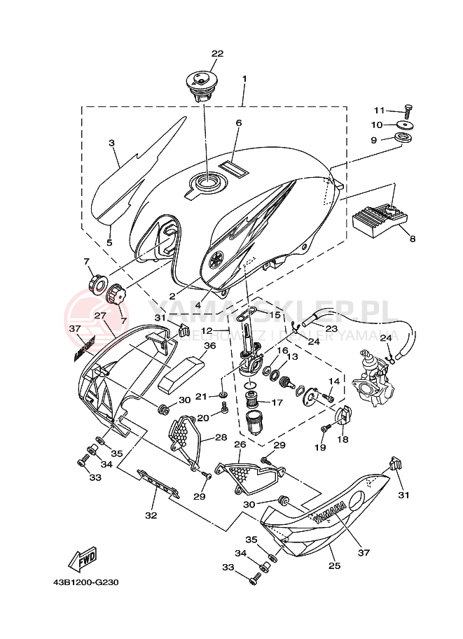 Schemat "zbiornik paliwa" do Yamaha YBR125EGS