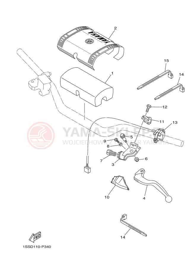 Schemat "Kierownica i osprzęt" do Yamaha YZ250X