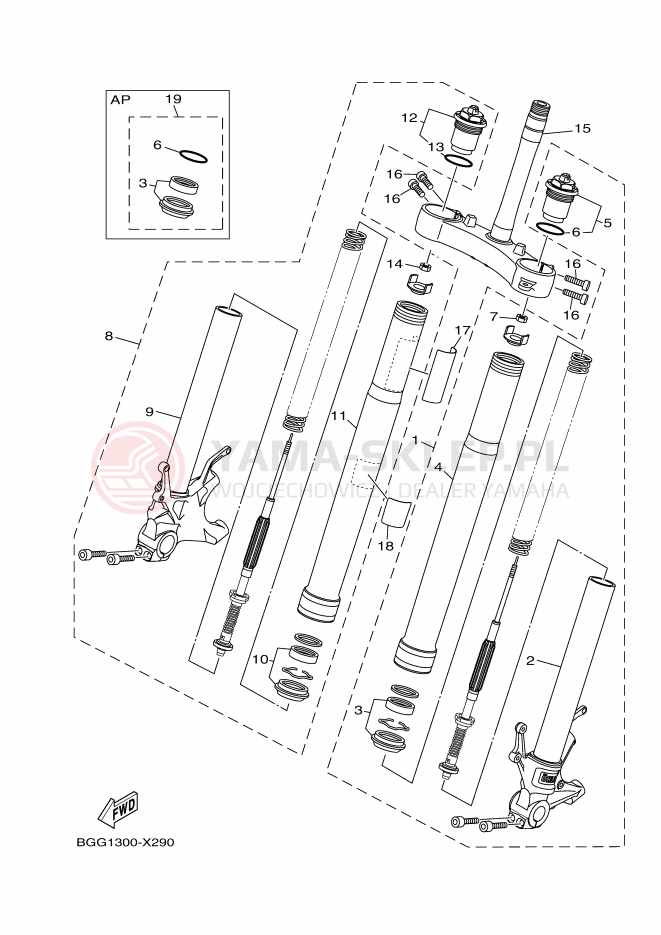 Schemat "Amortyzatory przód" do Yamaha MT-10 SP