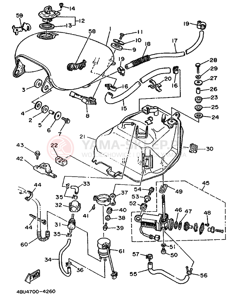 Schemat "zbiornik paliwa" do Yamaha XV500 VIRAGO