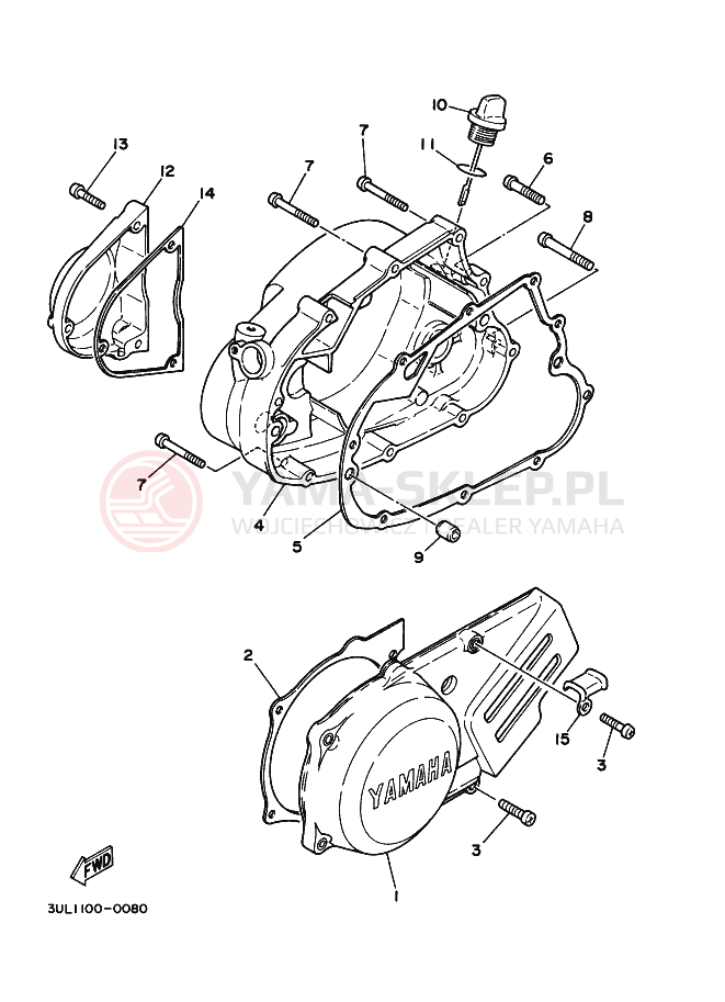 Schemat "Pokrywa silnika" do Yamaha RT100 RT100F