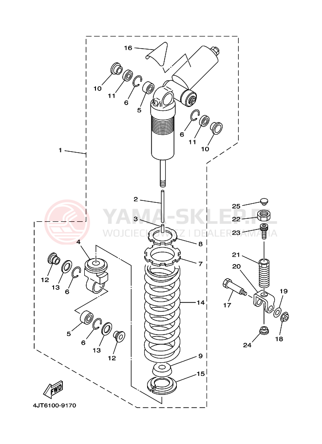 Schemat "zawieszenie tył" do Yamaha TZ125