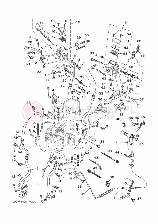Schemat "Pompa hamulcowa przednia" do Yamaha TRICITY 125