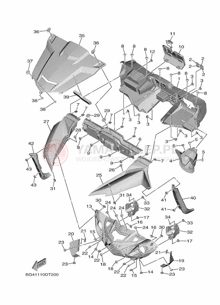 Schemat "Przedni błotnik" do Yamaha YXF850ES