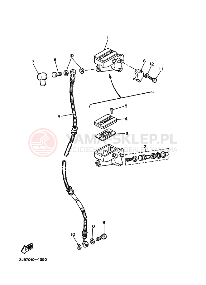 Schemat "Pompa hamulcowa przednia" do Yamaha XV400 VIRAGO