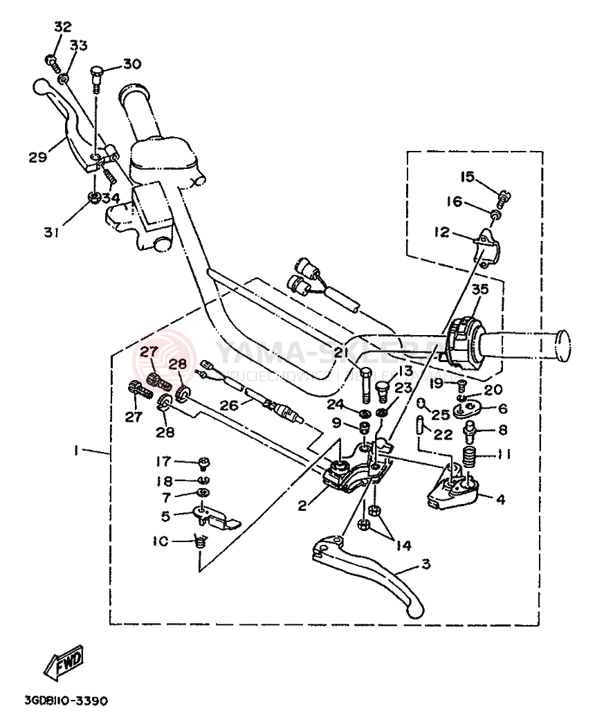 Schemat "Kierownica i osprzęt" do Yamaha WARRIOR