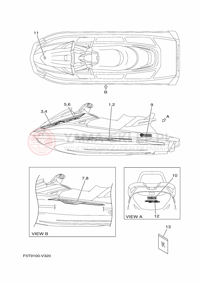Schemat "Naklejki" do Yamaha VX LIMITED