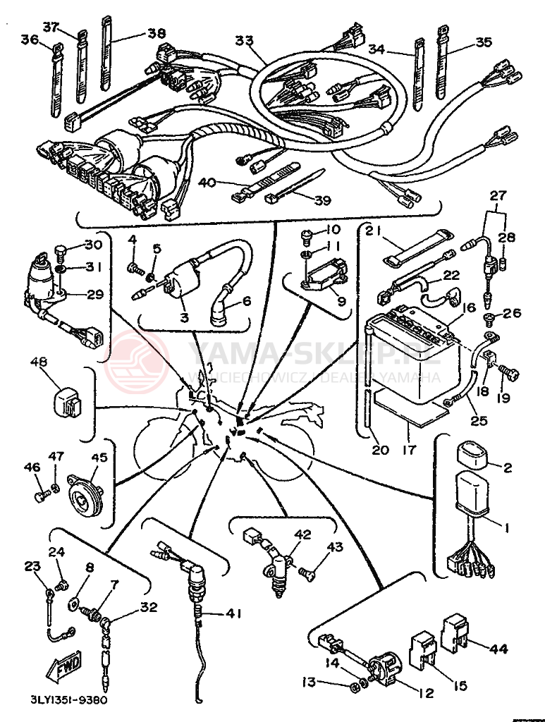 Schemat "układ elektryczny" do Yamaha TW200E