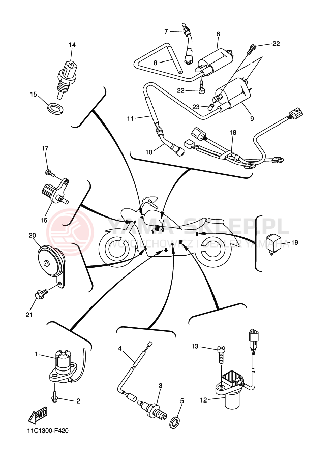 Schemat "układ elektryczny" do Yamaha MIDNIGHT STAR