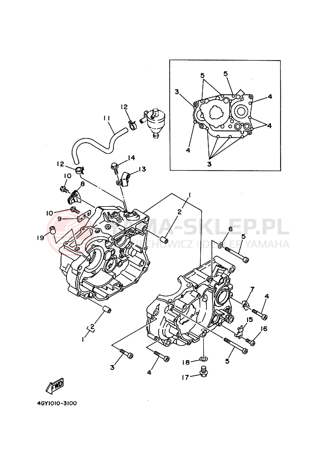 Schemat "Pokrywa silnika" do Yamaha TT250R TT250RF