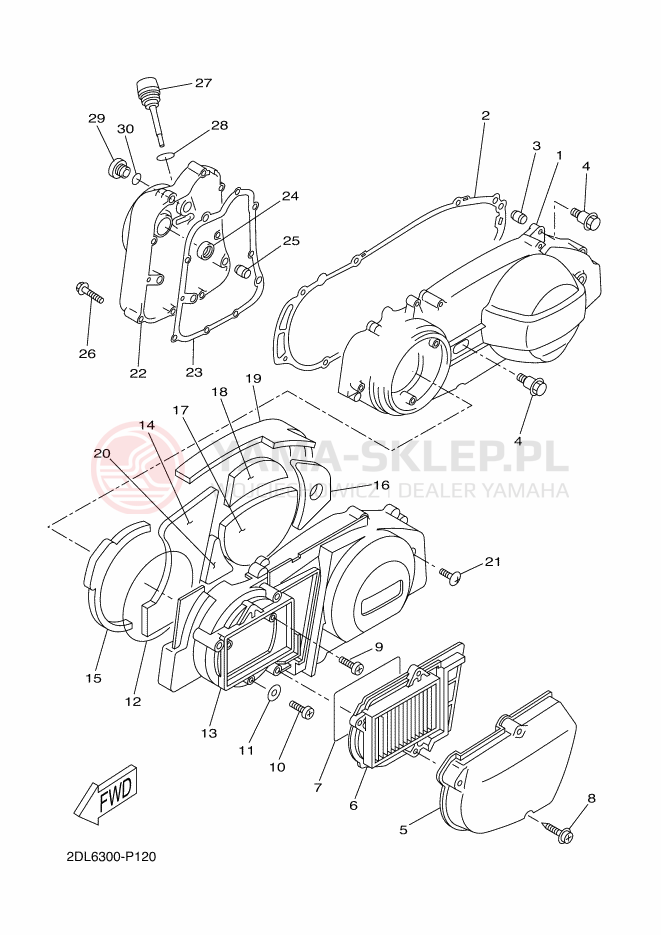 Schemat "Pokrywa silnika" do Yamaha X-MAX 250