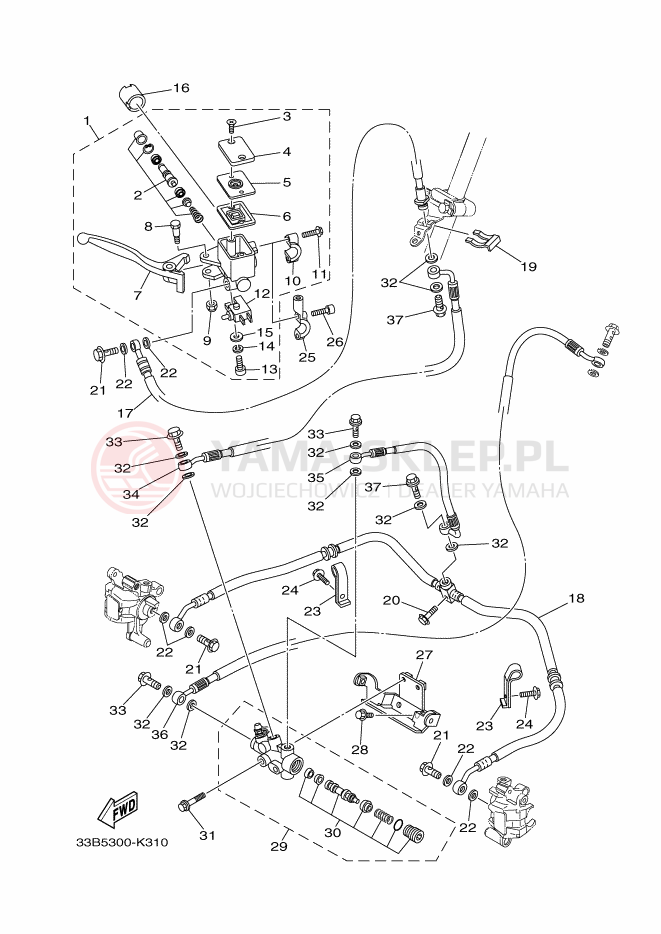 Schemat "Pompa hamulcowa przednia" do Yamaha YFM250R