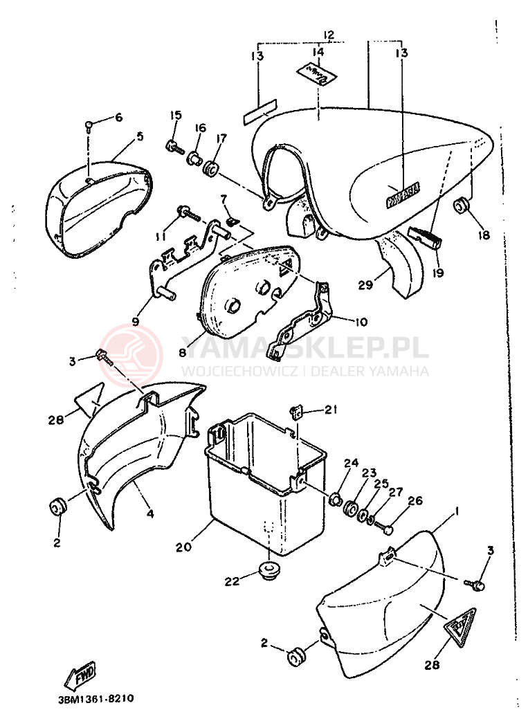 Schemat "POKRYWA BOCZNA I ZBIORNIK OLEJU" do Yamaha XV535 VIRAGO