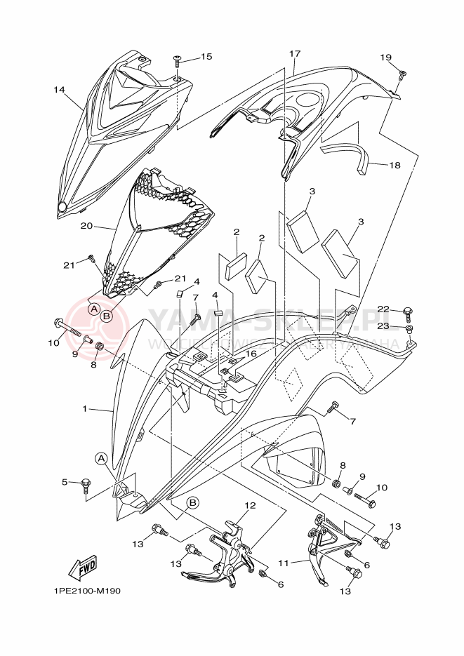 Schemat "Przedni błotnik" do Yamaha YFM700RSE
