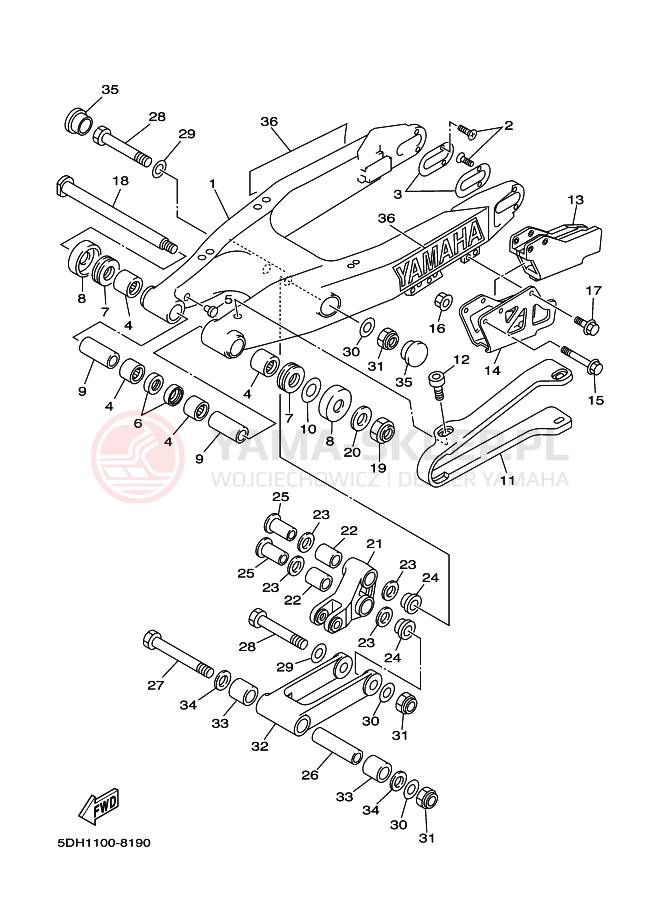 Schemat "wahacz" do Yamaha YZ125