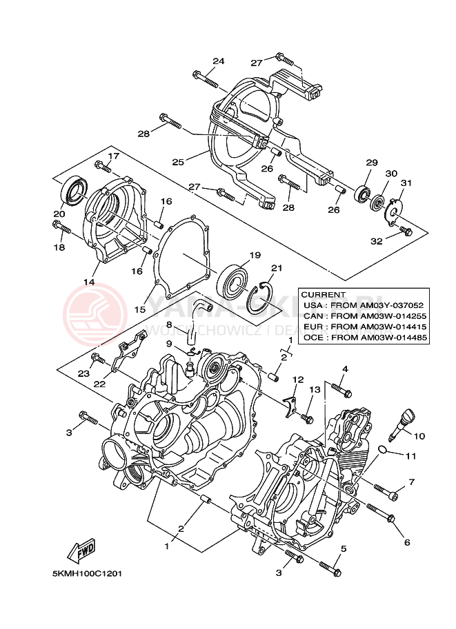 Schemat "Obudowa silnika" do Yamaha GRIZZLY