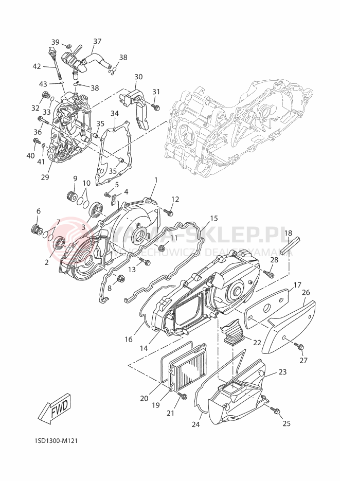 Schemat "Pokrywa silnika" do Yamaha XMAX 400 ABS