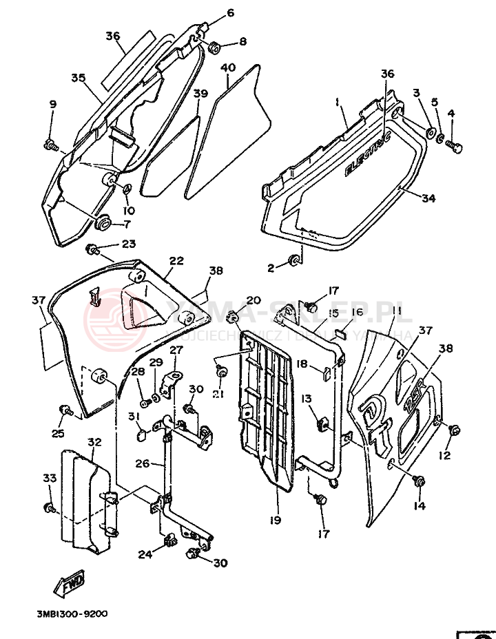 Schemat "POKRYWA BOCZNA I ZBIORNIK OLEJU" do Yamaha DT125RE