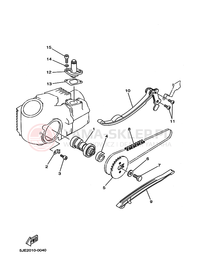 Schemat "Rozrząd - łańcuszek" do Yamaha YB-1 YB-1FOUR YB1-4