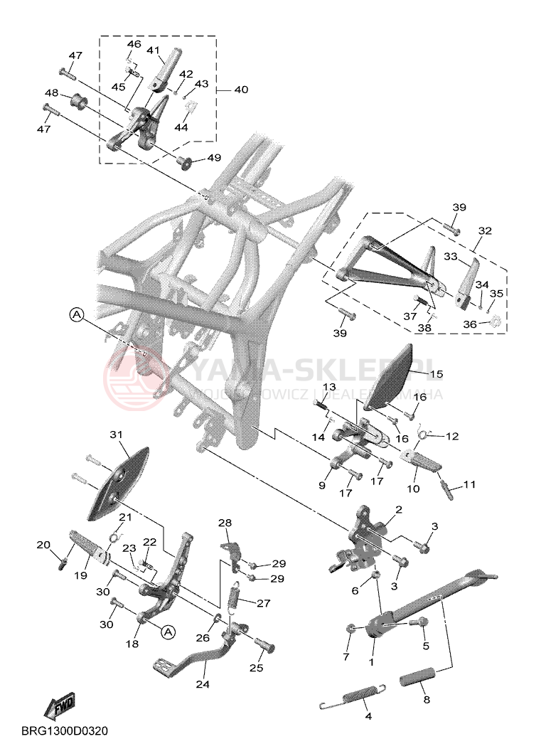 Schemat "Stopka postojowa i podnóżki" do Yamaha MT-03