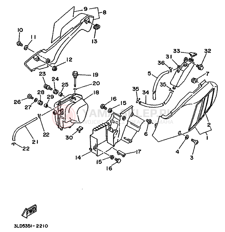 Schemat "Owiewki, pola numer., zb. oleju" do Yamaha XTZ750 SUPERTENERE