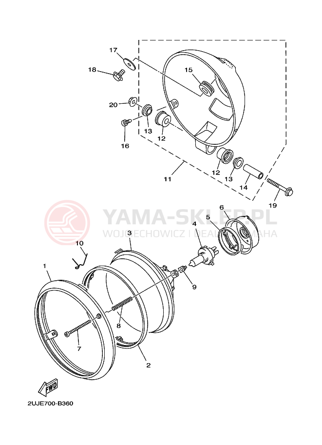 Schemat "Lampa przód" do Yamaha VIRAGO