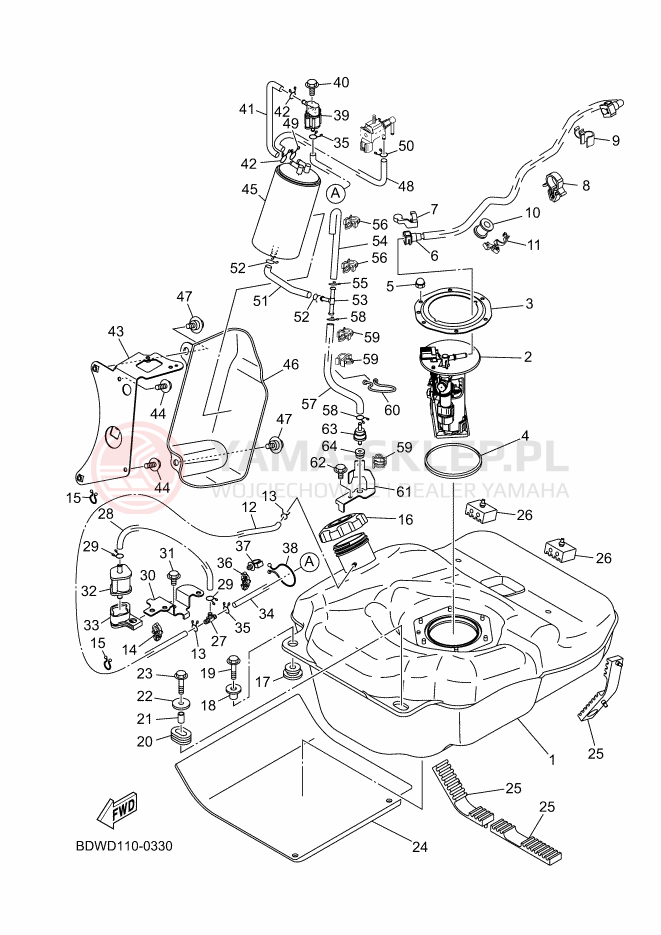 Schemat "zbiornik paliwa" do Yamaha YXZ1000R SS