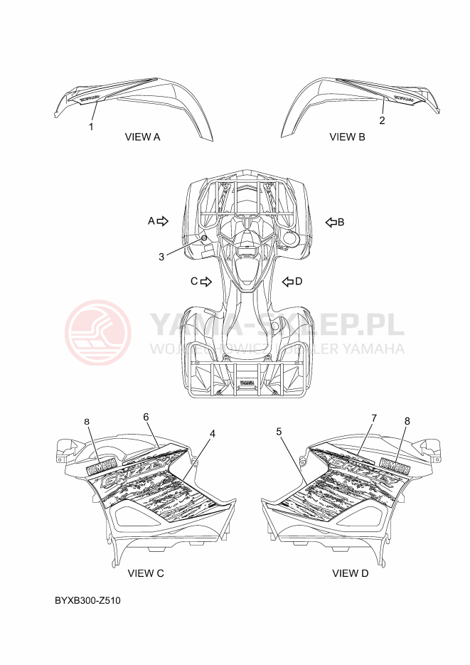 Schemat "Naklejki" do Yamaha GRIZZLY 700 EPS