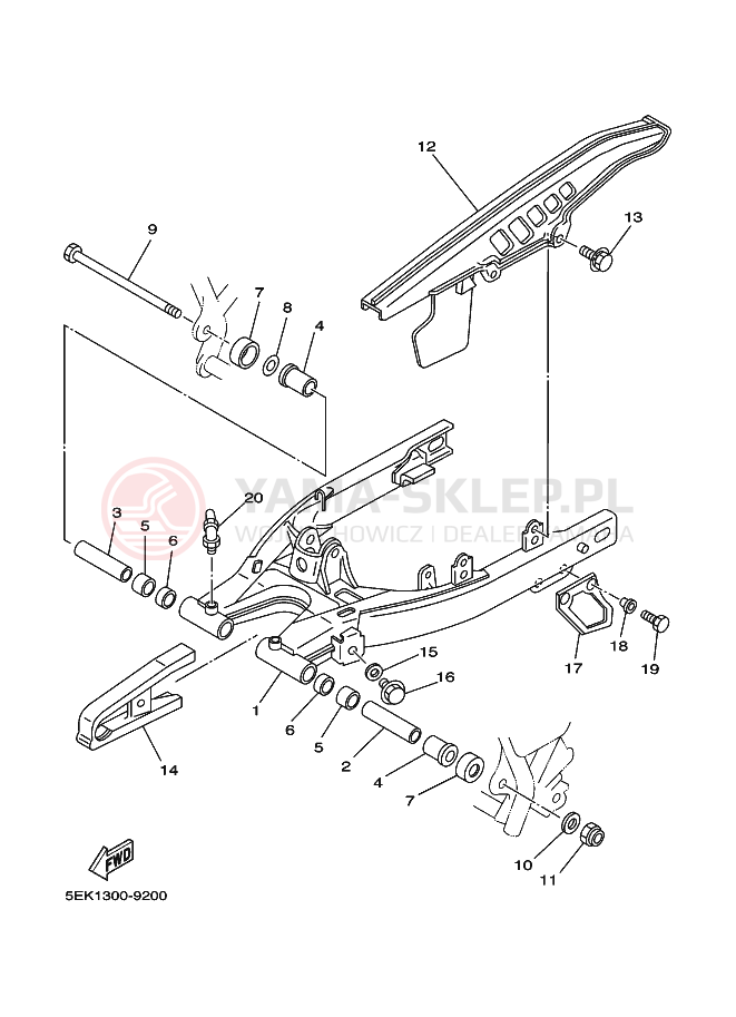 Schemat "wahacz" do Yamaha TW125
