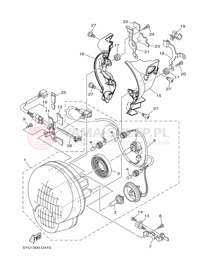 Schemat "Lampa przód" do Yamaha MT01